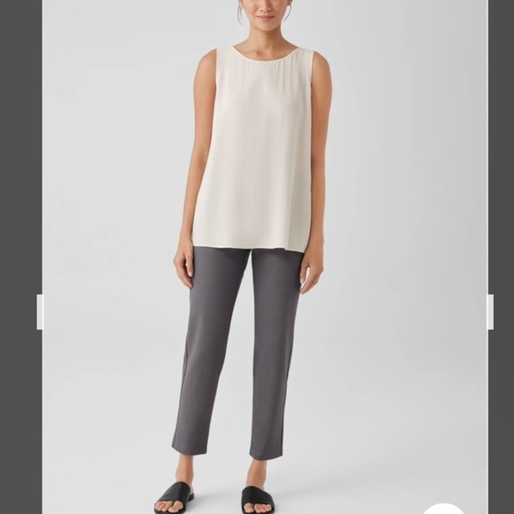Eileen Fisher Washable Stretch Crepe Slim Fit Ankle Length Pant in METEOR Sz PS - Picture 4 of 8